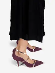 Purple Suede Pointed Toe Heels