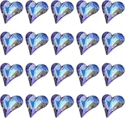 uxcell 20 Pcs 3D Heart Deep Blue Nail Rhinestones 12x13mm K9 Glass Crystal Rhinestones Pointed Back Crooked Heart Gems for Nail Charm Art DIY Decoration Craft