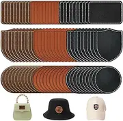 [Quxddy] 90Pcs Leather Patches for Hats, Blank Leather Patches Leatherette Custom Patches, Leather Patch Laser Engraving for Custom Hats Clothes Bags DIY Crafts (90)