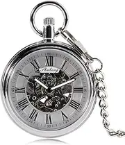 [GNGHDEDPP] Luxury Vintage Roman Numerals Dial Automatic Mechanical Pocket Watch Men Timepiece Gift