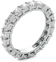 [ARGENTO REALE] Womens White Gold Plated Cushion Cut Eternity Band Ring, CZ Eternity Band,Stackable Ring Eternity Bands for Women