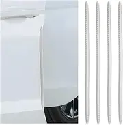 Dickno 4 PCS Car Front Rear Bumper Protector Guard, Anti-Collision Auto Side Door Edge Guard Cover Sticker, Universal Multi-Functional Anti Scratch Vehicle Body Protection Strips (White)