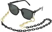 [uxcell] Glasses Lanyard for Sunglasses, Acrylic Glasses Chain Strap Adjustable Eyeglasses Holder Strap Chains Around Neck for Women Girls Sunglasses, Beige/Black/Gold