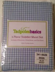 TADPOLES BASICS SHEETS Blue Gingham Check 3-Pc Set NIP