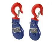 2 Ton Snatch Block with Hook for 5/16 - 3/8" Wire Rope 3" Sheave 2 Pack Pulley