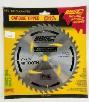 CARBIDE 40 TOOTH CIRCULAR SAW BLADE 7 1/4" Irwin Marathon Series - NOS