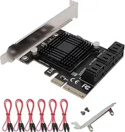 6 Ports PCI-E X4 SATA 3.0 Expansion Card 6Gbps Expansion Controller Adapter with 6 SATA Cables and Low Profile Bracket, Non-Raid(ASM1166)