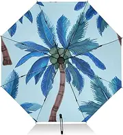 [RPLIFE] Umbrella, Auto Open Close Umbrella Compact Windproof, Compact Size for Backpacks/Handbags - for Travel, Tropical Palm Trees Blue