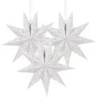 3pcs White Paper Star Lanterns Foldable 9-Pointed Star Lamp Shades for Holida...