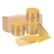 3pcs Chiffon Ribbon, 1"x5 Yard Silk Ribbon, Gold Glitter Fabric Ribbon