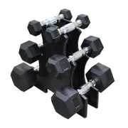 1KG-3KG-5KG Total 12KG Hex Rubber Dumbell Weight Set with PVC Rack