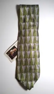 Jerry Garcia Stonehenge Green Tree Pattern Silk Neck Tie With Tag Mens Neckwear