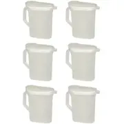 6x Homeleisure Plastic 2.5L Jug Flip Top Container Kitchen/Pantry Clear/White