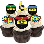 24PCS Ninjago Cupcake Toppers - Kids Birthday Party Cake Decorations