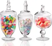 Candy Jars Clear Glass Apothecary Bowls - Set of 3 - Wedding Candy Buffet Con...
