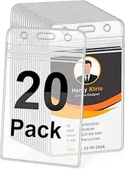 KTRIO 20 Pack ID Badge Holders, Clear Card Holder for Breakaway Lanyard, Multi ID Holder with Waterproof Resealable, Name Tag Badge Holder for Nurses, Office and School