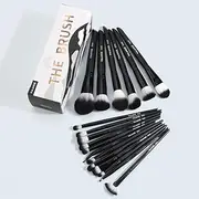 Set of 18 PCS Makeup Brush Kit for Foundation Liquid Blending Powder Eyeshadow Blush Cosmetics Concealer Brushes with Soft & Dense Bristles Black