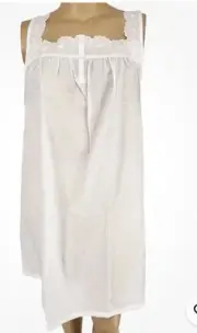 Womens Sleeveless Nightgown Seersucker White Cotton Blend Croft & Barrow S4X NWT