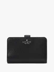 Lena Pebbled Leather Medium Compact Bifold Wallet
