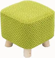 Small Ottoman Slipcover Square/Round Foot Stool Cover Stretch Ottoman Cover Slipcover 28 ×17CM Footstool Cover Protector Pouffe Cover with Elastic Bottom,A2,2PCS 28×28×17CM