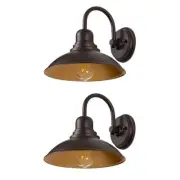 2 Pack Bronze Vanity Barn Lights, Farmhouse Gooseneck Wall Sconce with E26 So...
