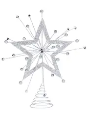 Silver Glittered 3D Star Burst With Diamantes Tree Topper Decoration - 43cm