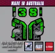 FOX style Factory 38 - 2021 Fork Decals Stickers Green/Grey/Black Laminated