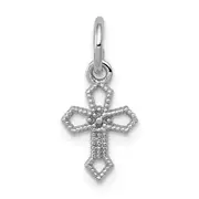 14K White Gold Passion Cross Charm
