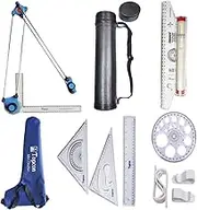 Topcon Engineering Combo (Premium Mini Drafter, Deluxe Sheet Container, Rolling Ruler, Set Square, Pro Circle, Ruler, 4 Drawing Board Clips) Set of 7 Items