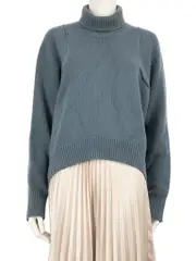 Blue Cashmere Oversized Turtleneck Jumper