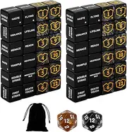 50PCS Black Shield MTG Dice Abilities Keywords Counter Dice Counters Bulk Buff Tokens D6 & D20 Dice Set for Magic The Gathering, MTG, TCG, Card Games Accessories