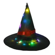 2Pcs Halloween Glowing Witch Hat Lighting Head-Wear For Outdoor Cosplay Props Black