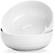 Yedio Pasta Serving Bowls 120 Ounce 9.7” Large Serving Bowls, Porcelain Salad Bowls for Kitchen, Big White Soup Bowls, Oven Dishwasher Safe, Set of 2
