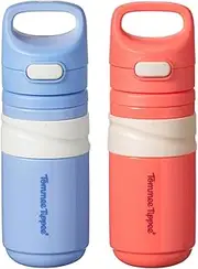 Tommee Tippee Insulated Flip Top Sporty Spill-Proof Toddler Water Bottle for 18 Months+, 11oz, Push-to-Open Lid Helps Keep Spout Clean, Pack of 2, Blue and Red