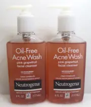 NEUTROGENA OIL-FREE ACNE WASH PINK GRAPEFRUIT FACIAL CLEANSER 6 OZ - LOT OF 2