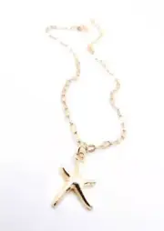 NEW Dainty Gold STARFISH Charm Thin Oval Links Chain Anklet