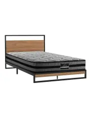 [Artiss] Metal Bed Frame with Mattress in Brown