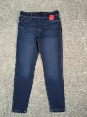 Spanx Jeans Womens L Midnight Shade Blue Denim Ankle Skinny Pull On Jegging