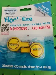 HOOK-EZE Fishing Knot Tying Tool Std Size Covers Fully Rigged Hooks Yellow 2 Pk