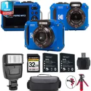 Kodak PIXPRO WPZ2 Digital Camera (Blue) + Extra Battery +1 Yr Warranty + 32GB