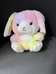 Rainbow Pastel Bunny Rabbit Plush Tie Dye Stuffed Animal Very Soft! 8”
