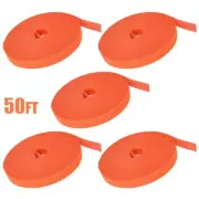 5x 50FT Roll Reusable Hook Loop Self Attaching Cable Tie Fastening Tape Orange