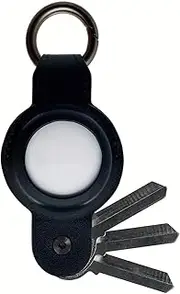 [CAXGEK] Compact Leather AirTag Key Holder Keychain, Holds up to 4 Keys. [Without AirTag], Black