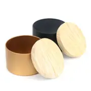 Candle Making Tinplate Empty Storage Jars Wood Grain Lids Cosmetic Pot Tea Bdn