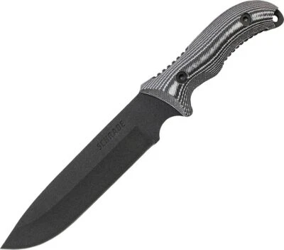 Schrade Fixed Blade. Black nylon belt sheath with sharpener, fire starter, an...