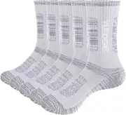 [YUEDGE] Womens Hiking Sports Socks Moisture Wicking Cotton Cushioned Mid Calf Crew Work Boot Socks For Ladies Size 6-9/9-12, 5 Pairs/Pack
