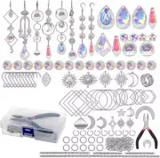 200 Pcs Crystal Suncatcher Kit Colorful Prisms with Chain Pendant DIY Crafts for