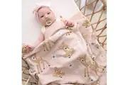 Living Textiles | Baby Blanket - 100% Cotton Whimsical Blush Fawn