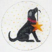Blackk Labrador with Christmas Star Ornament *HP Needlepoint Canvas * By LLemon