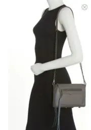 Rebecca Minkoff Avery Saffiano Graphite Leather Crossbody Bag Studded Zip